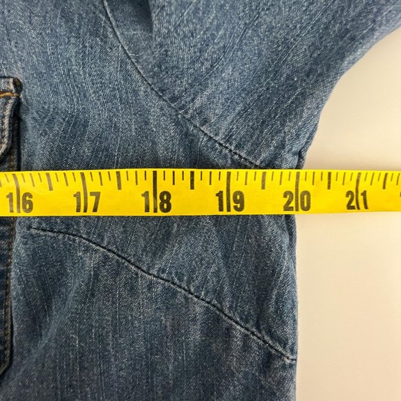 Vintage Denim Blue Snap Front Shirt Long Sleeve Western Coastal Womens Large L - Picture 8 of 9